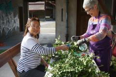 Preparing palm leaves at Kloster Wesemlin